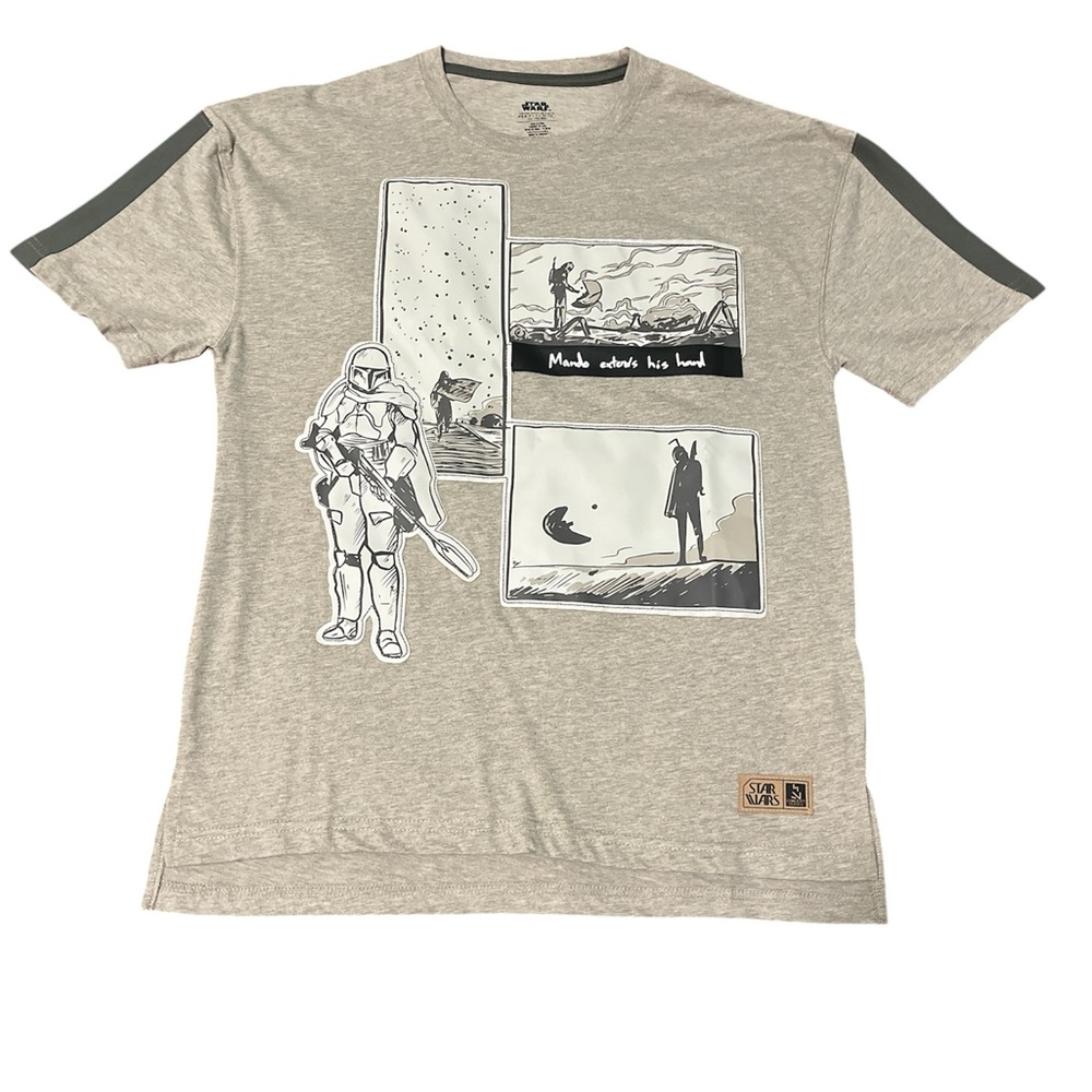 Star Wars Men’s Gray Graphic Tee - Mandalorian Comic Panels